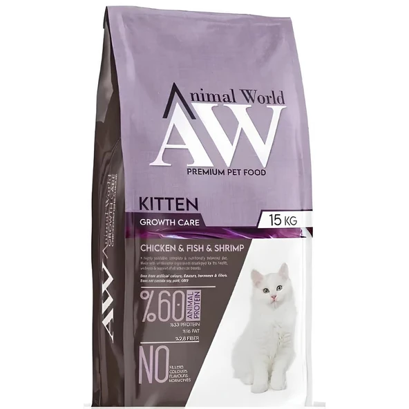 Animal World Kitten Tavuk & Balık ve Karidesli 15 Kg Yavru Kedi Maması - 1