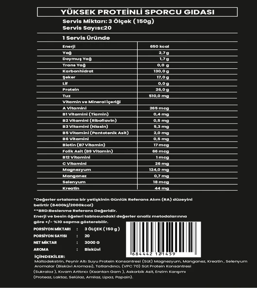 Titan Premium Gainer 3000Gr-Bisküvi-Aroma - 3