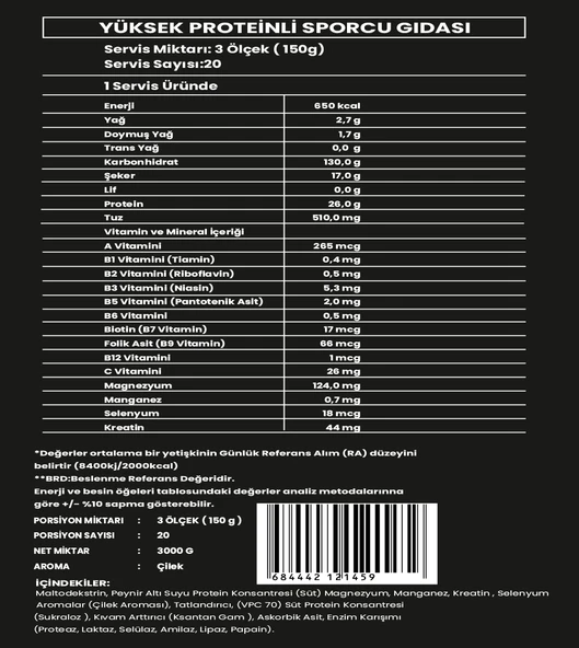 Titan Premium Gainer 3000Gr-Çilek-Aroma - 3