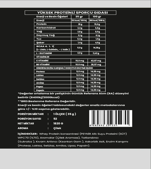 Titan Premium Whey Protein Tozu 1820g-Çilek-Aroma - 2