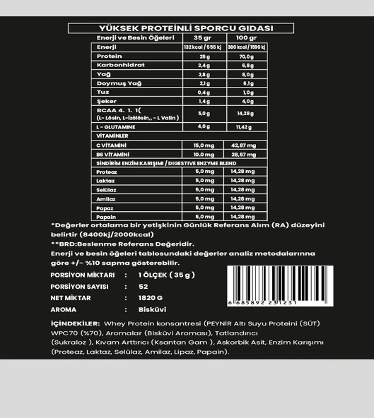 Titan Premium Whey Protein Tozu 1820g-Bisküvi-Aroma - 2