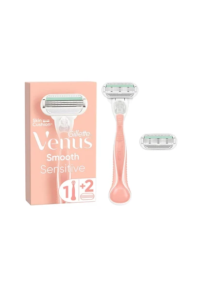 Gillette Venus Smooth Sensitive Tıraş Makinesi ve 2 Adet Yedek Başlık - 1