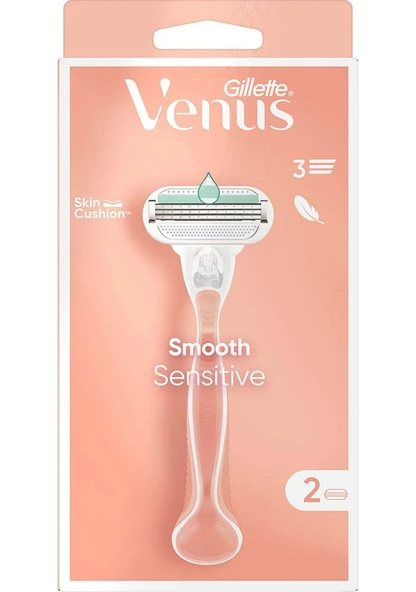 Gillette Venus Smooth Sensitive Tıraş Makinesi ve 2 Adet Yedek Başlık - 2
