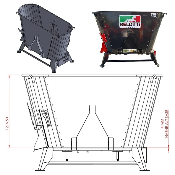Belotti Karmator Elektrikli Yem Karma Makinesi 220 Volt-2 m³ - Resim 4