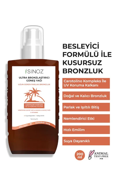 Sinoz Kusursuz Bronzlaştırcı Güneş Yağı 200 ML - 2