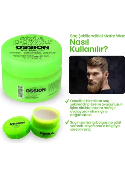 Ossion Matte Styling Wax Yeşil 100 ml - 2