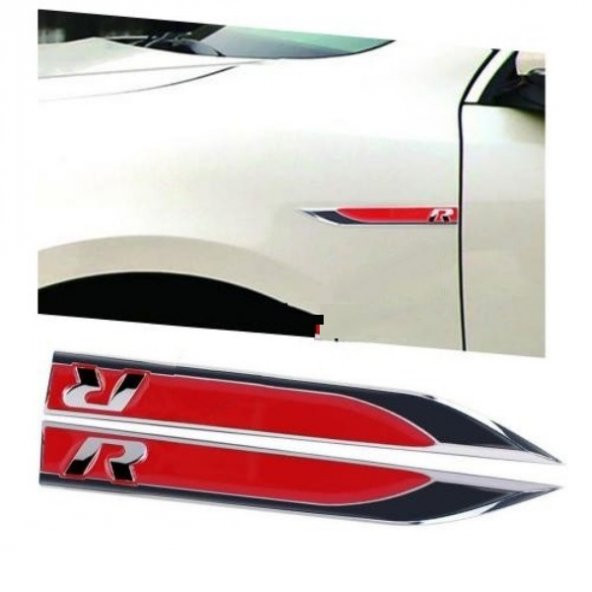 VEGALED VOLKSWAGEN R Çamurluk Bıçak Logo Amblem Siyah Passat Golf Jetta