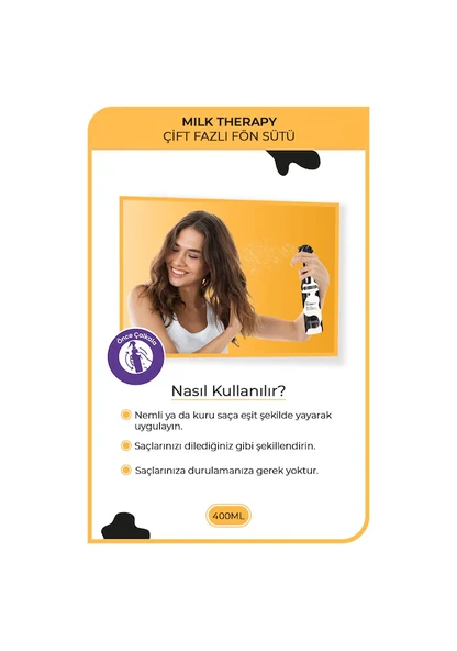Morfose Milk Therapy Çift Fazlı Sprey Fön Suyu 400 ml - Resim 3