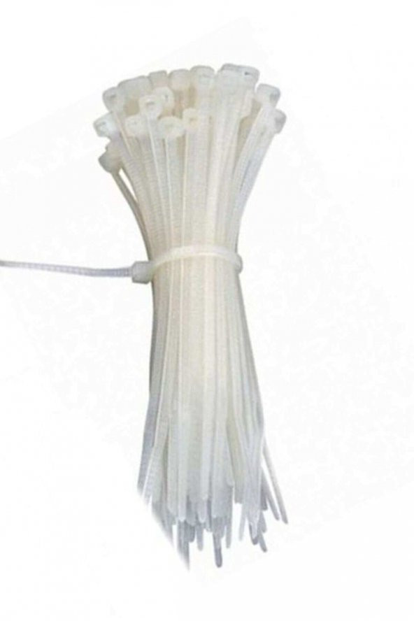 Beyaz Cırtlı Plastik Kelepçe Kablobağı 8*380mm 100 Adet