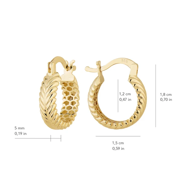 14 Ayar İtalyan Başak Halka Küpe 2.41 gr - 2