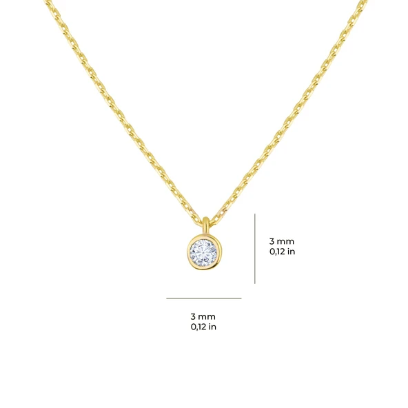 14 Ayar Tektaş Altın Kolye 1,25 gr - Resim 3