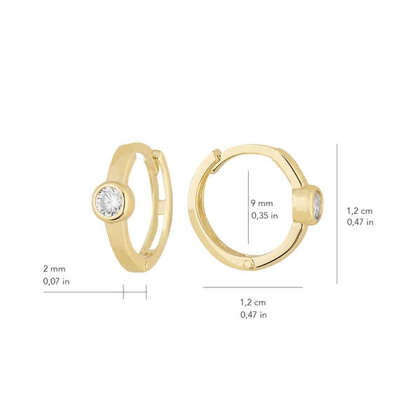 14 Ayar Tek Taşlı Halka Küpe 1.48 gr - 2