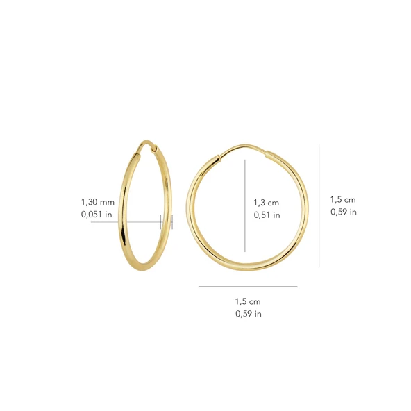 14 Ayar 1.5 cm Şarnel Halka Küpe 0,75 gr - 2