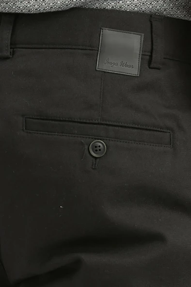 Siyah Pamuklu Yandan Cepli Casual Slim Fit Chino Pantolon 1003240168 - Resim 2