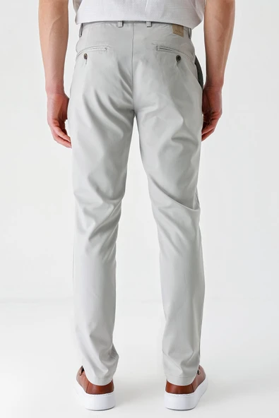Açık Bej Esnek Yandan Cepli Casual Slim Fit Chino Pantolon 1003240113 - Resim 6