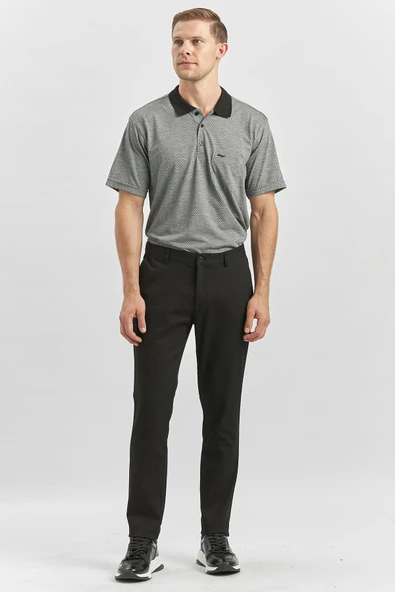 Siyah Pamuklu Yandan Cepli Casual Slim Fit Chino Pantolon 1003240168 - Resim 6