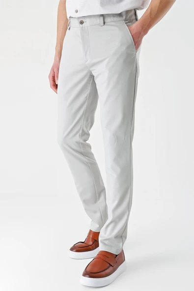 Açık Bej Esnek Yandan Cepli Casual Slim Fit Chino Pantolon 1003240113 - Resim 3