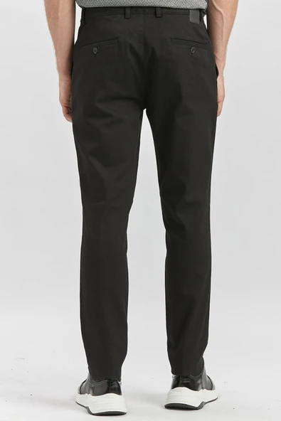 Siyah Pamuklu Yandan Cepli Casual Slim Fit Chino Pantolon 1003240168 - Resim 3