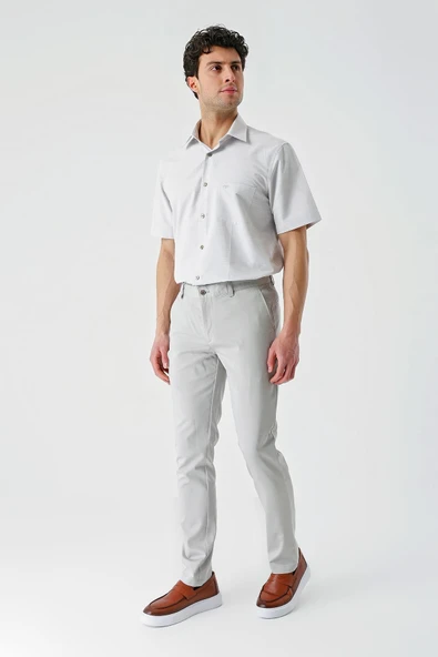 Açık Bej Esnek Yandan Cepli Casual Slim Fit Chino Pantolon 1003240113 - Resim 5