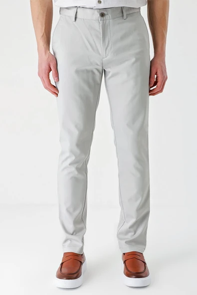 Açık Bej Esnek Yandan Cepli Casual Slim Fit Chino Pantolon 1003240113 - Resim 2