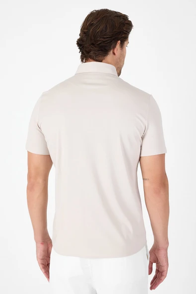 Gri Kısa Kol Düğmeli Yaka Cepsiz Performans Ürün Slim Fit  Gömlek 1004250256 - Resim 3