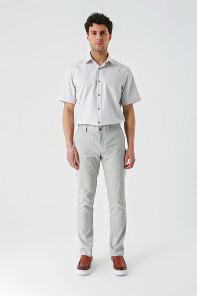 Açık Bej Esnek Yandan Cepli Casual Slim Fit Chino Pantolon 1003240113 - Resim 4