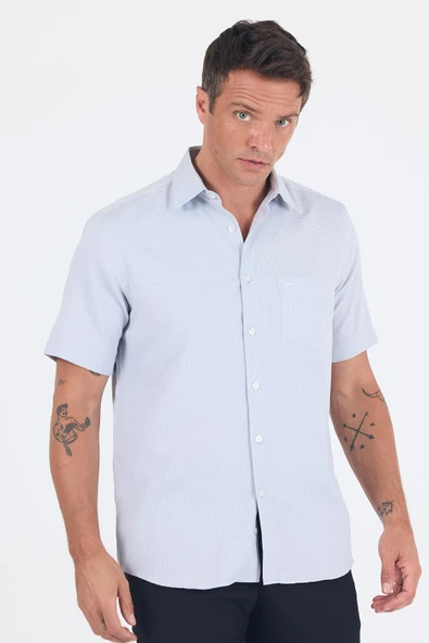 Siyah Sert  Yaka Kısa Kol Cepli  Comfort Fit Cls Gömlek 1004250263 ürün görseli