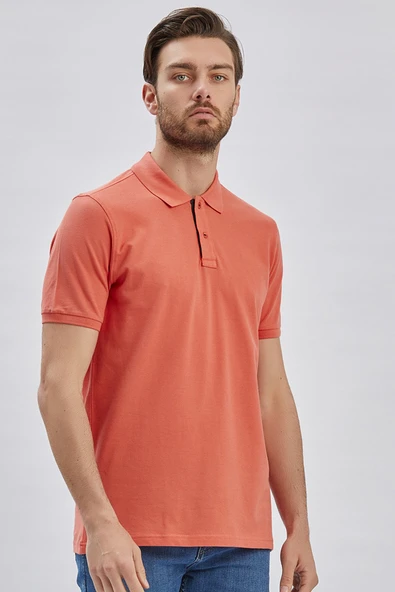 Pembe Pike Polo Yaka Garnili Pamuklu Likralı Casual Slim Fit Dar Kesim Tişört 1011240156 ürün görseli