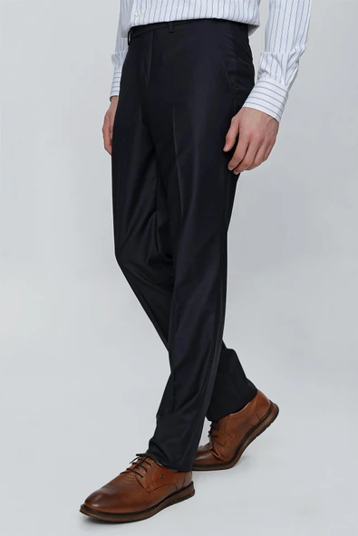 Lacivert Gabardin Yan Cep Açık Paça Basic Comfort Fit Esnek Pantolon 1003255005 - Resim 3