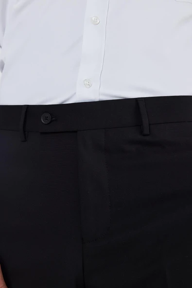 Siyah Yan Cep Açık Paça Comfort Fit Esnek Classic Pantolon 1003250907 - Resim 4