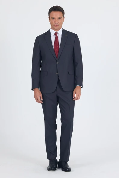 Koyu Antrasit Mono Yaka Bez Ayağı Tam Astar Pamuklu 4 Drop Comfort Fit Classic Takım Elbise 1001250178 ürün görseli