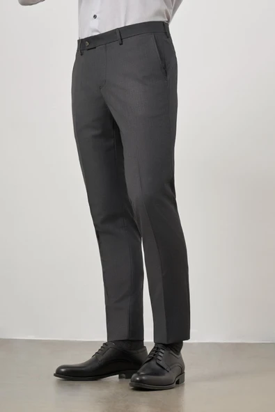 Koyu Antrasit Yandan Cepli Slim Fit Classic Pantolon 1003245152 - Resim 3