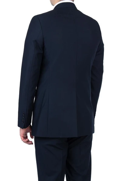 Lacivert Gabardin Mono Yaka Astarlı 4 Drop Comfort Fit Rahat Kesim Takım Elbise 1001220009 - Resim 3