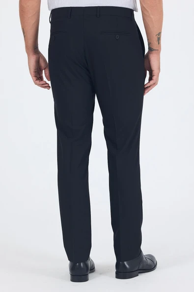 Siyah Esnek Yandan Cepli Slim Fit Classic Pantolon 1003250013 - Resim 4