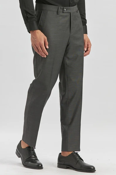 Koyu Antrasit Esnek Yandan Cepli Comfort Fit Classic Pantolon 1003240163 - Resim 5