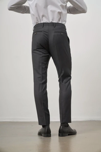 Koyu Antrasit Yandan Cepli Slim Fit Classic Pantolon 1003245152 - Resim 6