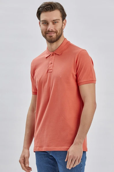 Pembe Pike Polo Yaka Garnili Pamuklu Likralı Casual Slim Fit Dar Kesim Tişört 1011240156 - Resim 3
