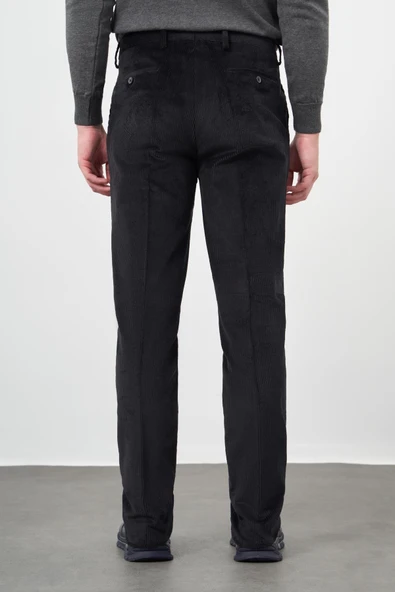Siyah Pamuklu Yandan Cepli Comfort Fit Kadife Pantolon 1003245160 - Resim 6