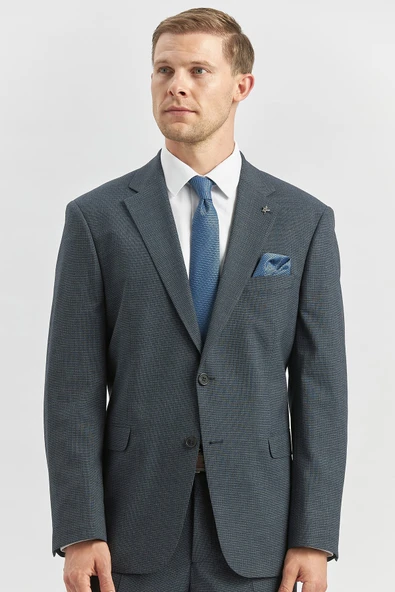 Koyu Lacivert Kendinden Mono Yaka 2 Düğme 4 Drop Comfort Fit Classic Takım Elbise 1001240182 ürün görseli