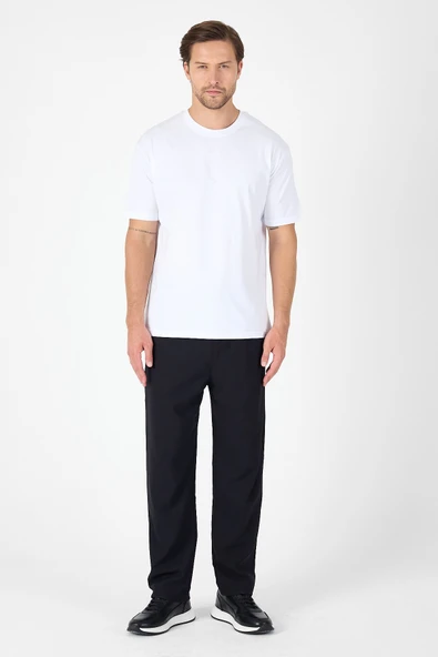 Beyaz Bisiklet Yaka Kısa Kol Slim Fit Pamuklu Tişört 1011250191 - Resim 2