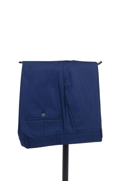 Lacivert Gabardin Mono Yaka Astarlı Yelekli 6 Drop Slim Fit Dar Kesim Smokin Damatlık 1001195166 - 4