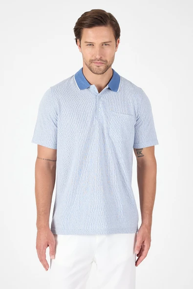 Mavi Kısa Kol Polo Yaka Cepli Classic Standart Beden Tişört 1011250171 ürün görseli