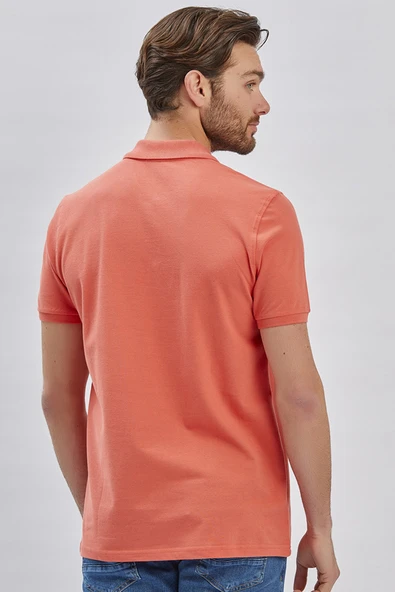 Pembe Pike Polo Yaka Garnili Pamuklu Likralı Casual Slim Fit Dar Kesim Tişört 1011240156 - Resim 5