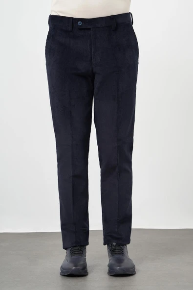 Koyu Lacivert Pamuklu Yandan Cepli Comfort Fit Kadife Pantolon 1003245160 ürün görseli 1