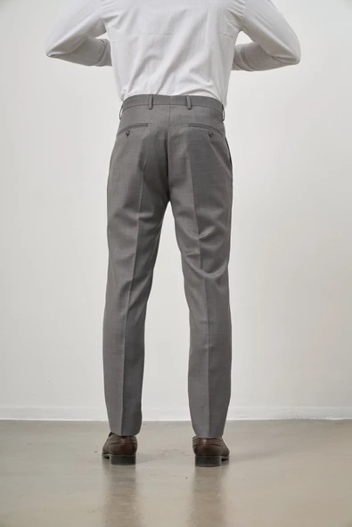 Koyu Füme Yandan Cepli Slim Fit Classic Pantolon 1003245152 - Resim 6