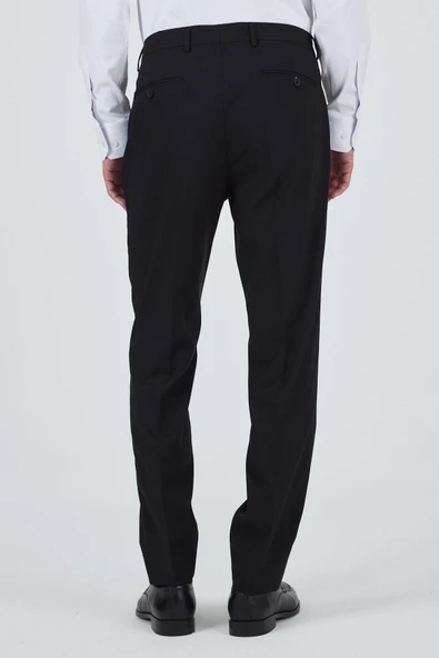 Siyah Yan Cep Açık Paça Comfort Fit Esnek Classic Pantolon 1003250907 - Resim 5