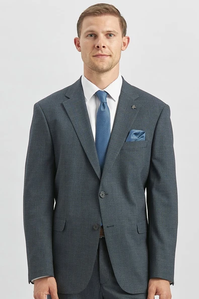 Koyu Lacivert Kendinden Mono Yaka 2 Düğme 4 Drop Comfort Fit Classic Takım Elbise 1001240182 - Resim 4