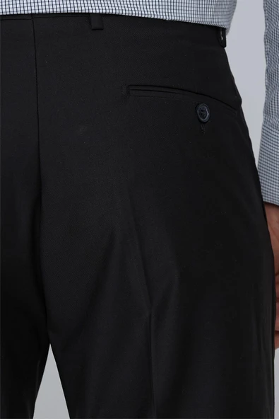 Siyah Esnek Yandan Cepli Slim Fit Classic Pantolon 1003245013 - Resim 5