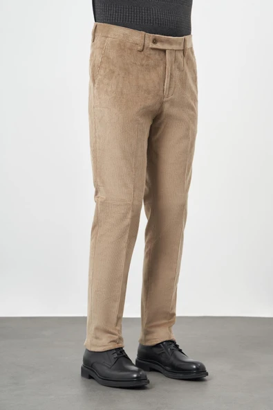 Bej Pamuklu Yandan Cepli Comfort Fit Kadife Pantolon 1003245160 ürün görseli