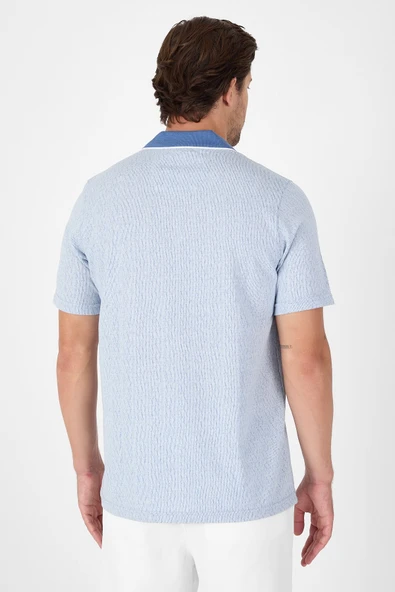 Mavi Kısa Kol Polo Yaka Cepli Classic Standart Beden Tişört 1011250171 - Resim 5